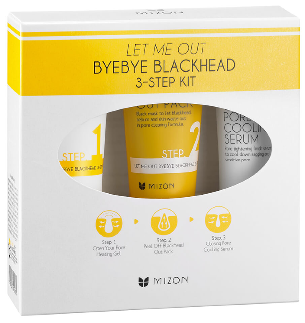 MIZON Let Me Out Byebye Black Head 3-Step Kit Трехступенчатый уход для очищения пор, 35 г + 35 мл + 30 мл MIZON Let Me Out Byebye Black Head 3-Step Kit Трехступенчатый уход для очищения пор, 35 г + 35 мл + 30 мл