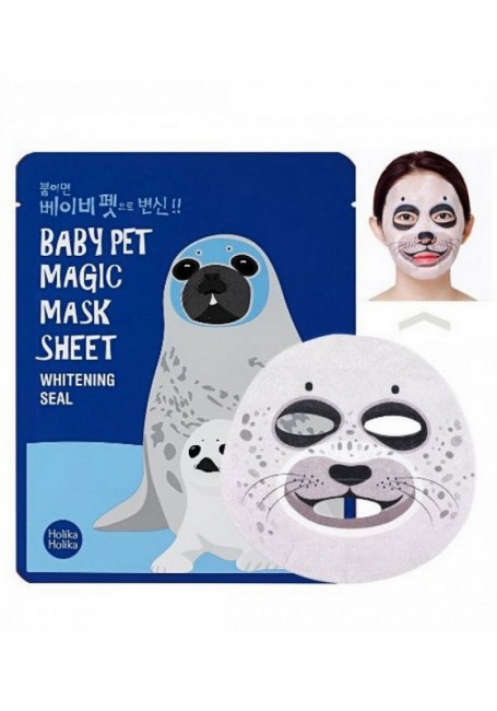 Holika Holika Baby Pet Magic Mask Sheet Whitening Seal Тканевая маска "мордочка тюленя", 22 мл Holika Holika Baby Pet Magic Mask Sheet Whitening Seal Тканевая маска "мордочка тюленя", 22 мл