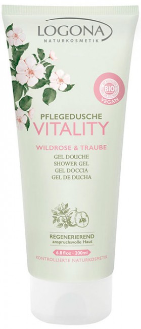Logona Vitality Гель для душа с дикой розой и виноградом, 200 мл Logona Vitality Гель для душа с дикой розой и виноградом, 200 мл