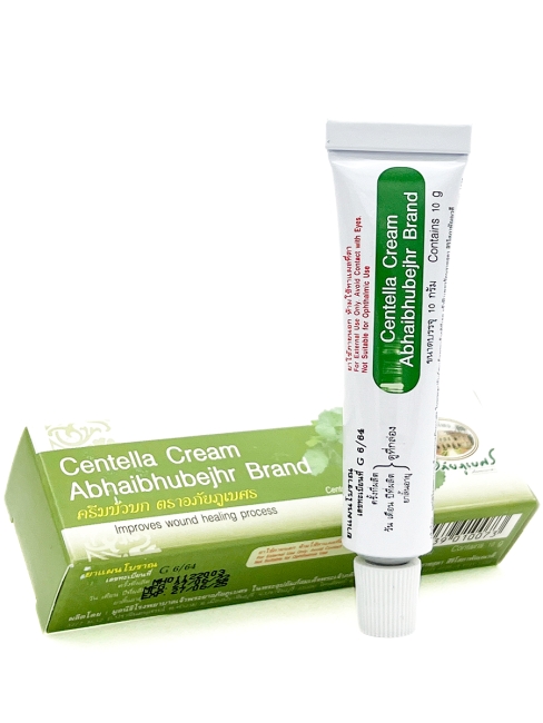 Abhaibhubejhr Натуральный ранозаживляющий крем с Центеллой Азиатской против шрамов, растяжек Centella Cream, 10 г Abhaibhubejhr Натуральный ранозаживляющий крем с Центеллой Азиатской против шрамов, растяжек Centella Cream, 10 г