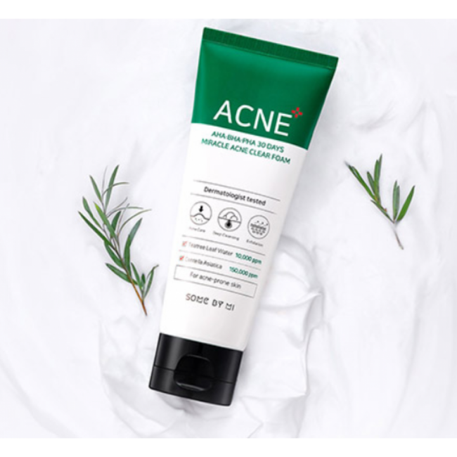 Some By Mi Очищающая пенка для проблемной кожи с кислотами AHA-BHA-PHA 30 Days Miracle Acne Clear Foam, 100 мл