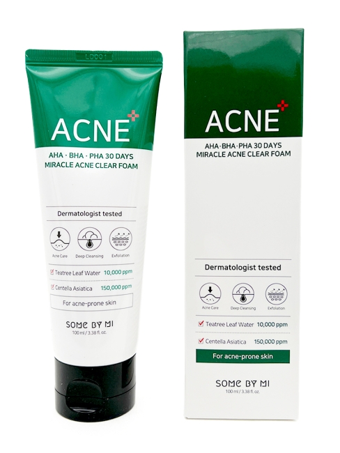 Some By Mi Очищающая пенка для проблемной кожи с кислотами AHA-BHA-PHA 30 Days Miracle Acne Clear Foam, 100 мл