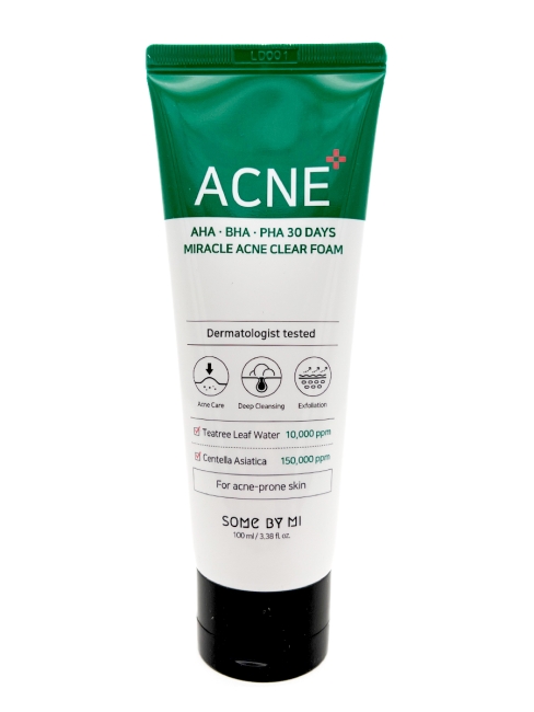 Some By Mi Очищающая пенка для проблемной кожи с кислотами AHA-BHA-PHA 30 Days Miracle Acne Clear Foam, 100 мл