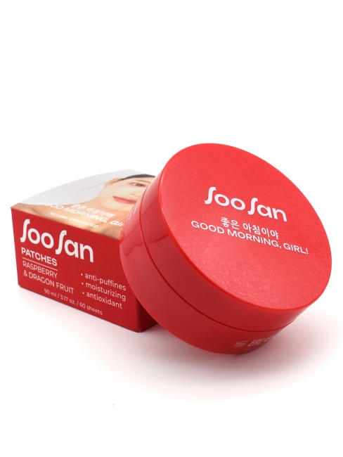 SOOSAN Патчи для глаз от отеков и мешков с экстрактами малины и драгонфрута Patches With Raspberry & Dragon Fruit, 60 шт SOOSAN Патчи для глаз от отеков и мешков с экстрактами малины и драгонфрута Patches With Raspberry & Dragon Fruit, 60 шт