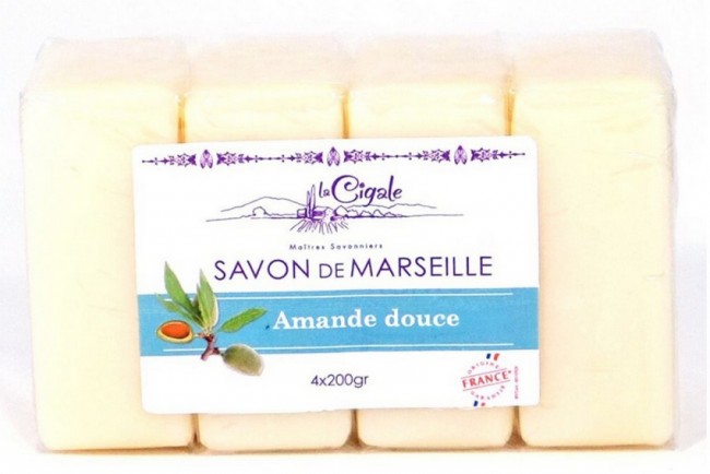 La Cigale Мыло марсельское Миндаль, 4х200 г