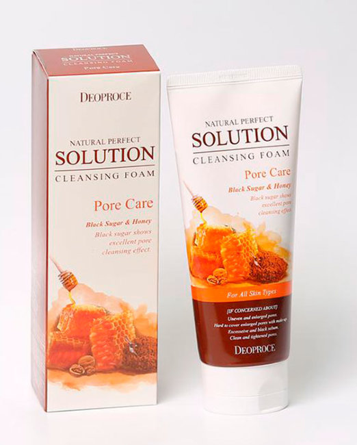 Deoproce Natural Perfect Solution Cleansing Foam Pore Care Пенка-скраб на основе бурого сахара, 170 мл
