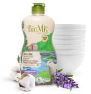 BioMio Средство для посуды, овощей и фруктов с маслом лаванды, экстрактом хлопка и ионами серебра, 450 мл.