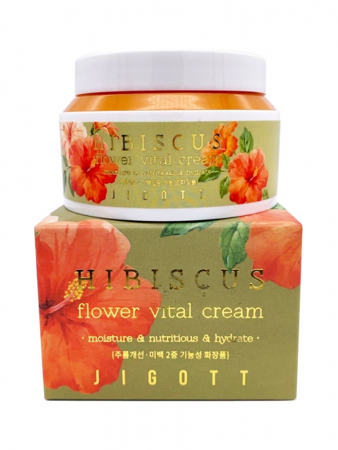 Jigott Питательный крем для лица с экстрактом Гибискуса Hibiscus Flower Vital Cream, 100 мл