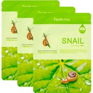 FarmStay Visible Difference Mask Sheet Snail Набор: Тканевая маска для лица с муцином улитки, 3 шт по 23 г