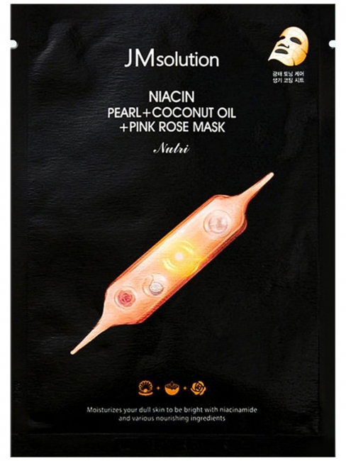 JMsolution Комплект осветляющих тканевых масок с ниацином Niacin Pearl + Coconut Oil + Pink Rose Mask, 5*30 мл