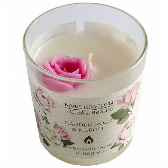 Кафе Красоты свеча в стакане ароматизированная для дома "Садовая Роза и Нероли", 150 г