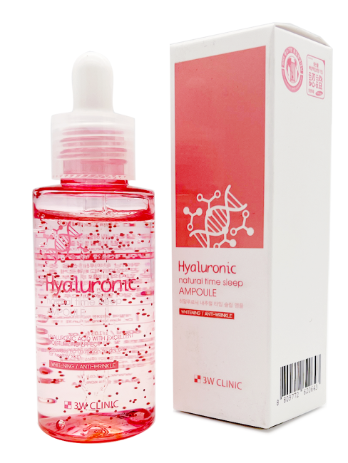 3W Clinic Ампульная ночная сыворотка для лица с гиалуроновой кислотой Hyaluronic Natural Time Sleep Ampoule, 60 мл