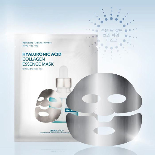 Dermal Shop Hyaluronic Acid Collagen Essence Mask Silver Flash Фольгированная коллагеновая маска для лица c гиалуроновой кислотой и пептидами, 30 г Dermal Shop Hyaluronic Acid Collagen Essence Mask Silver Flash Фольгированная коллагеновая маска для лица c гиалуроновой кислотой и пептидами, 30 г