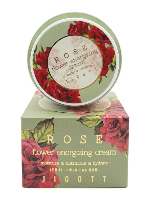 Jigott Крем для лица для поддержания энергии кожи с экстрактом Розы Rose Flower Energizing Cream, 100 мл