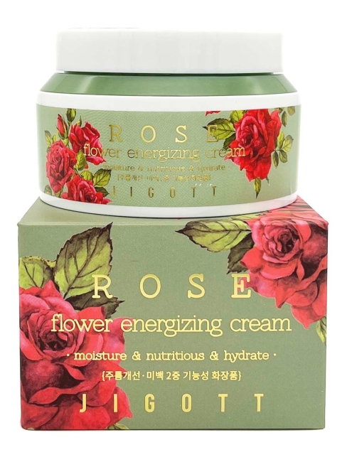 Jigott Крем для лица для поддержания энергии кожи с экстрактом Розы Rose Flower Energizing Cream, 100 мл