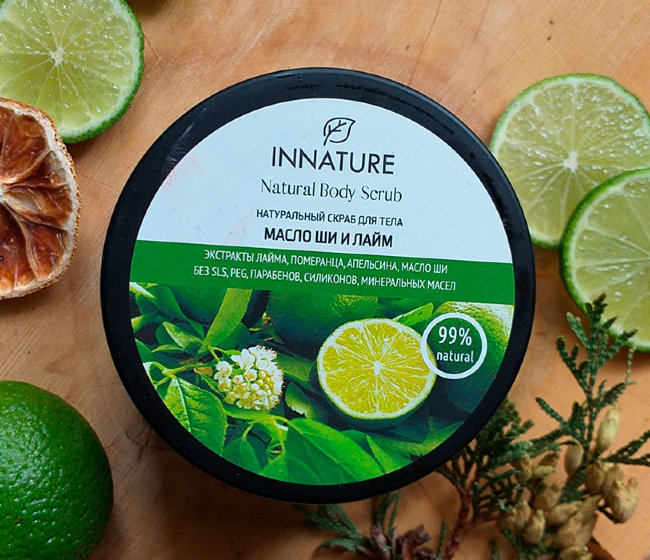 Innature Скраб для тела Масло ши и лайм, 250 мл