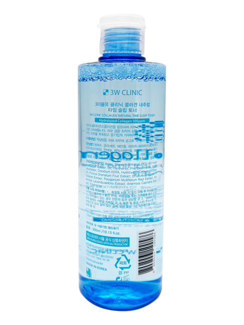 3W Clinic Интенсивно увлажняющий ночной тонер для лица с коллагеном Collagen Natural Time Sleep Toner, 300 мл 3W Clinic Интенсивно увлажняющий ночной тонер для лица с коллагеном Collagen Natural Time Sleep Toner, 300 мл