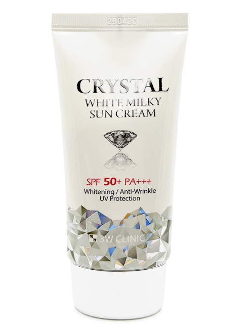 3W Clinic Солнцезащитный осветляющий крем с молочными протеинами Crystal White Milky Sun Cream SPF 50+ PA+++, 50 мл