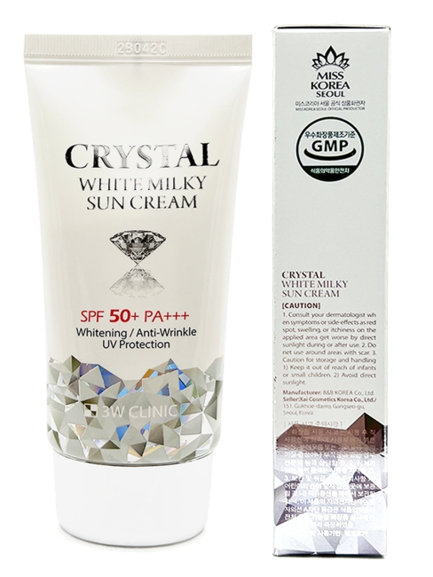 3W Clinic Солнцезащитный осветляющий крем с молочными протеинами Crystal White Milky Sun Cream SPF 50+ PA+++, 50 мл
