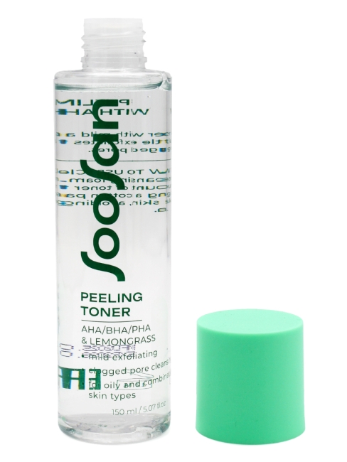 SOOSAN Мягкий отшелушивающий тонер с кислотами и экстрактом лемонграсса Peeling Toner With AHA/BHA/PHA & Lemongrass, 150 мл