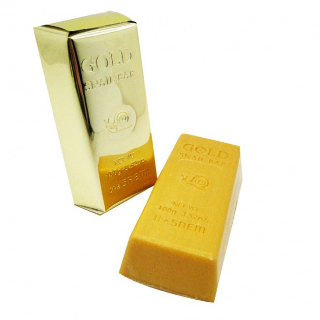 The Saem Мыло для умывания с экстрактом золота, муцина улитки, оливы Gold Snail Bar, 100 г