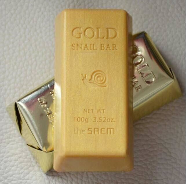 The Saem Мыло для умывания с экстрактом золота, муцина улитки, оливы Gold Snail Bar, 100 г