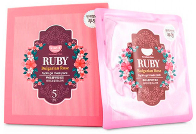 Koelf Ruby & Bulgarian Rose Mask Pack Гидрогелевая маска с рубиновой пудрой и розовым маслом, 5 шт
