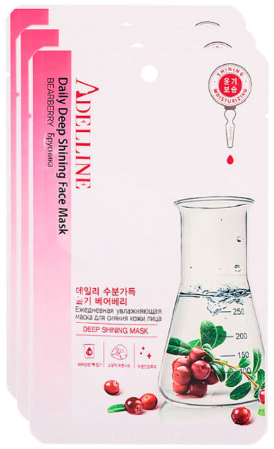 Adelline Facial Mask Bearberry Ежедневная увлажняющая маска для сияния кожи лица, 22 мл