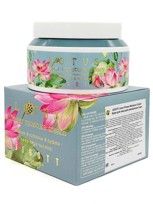 Jigott Крем для лица для увлажнения кожи с экстрактом Лотоса Lotus Flower Moisture Cream, 100 мл