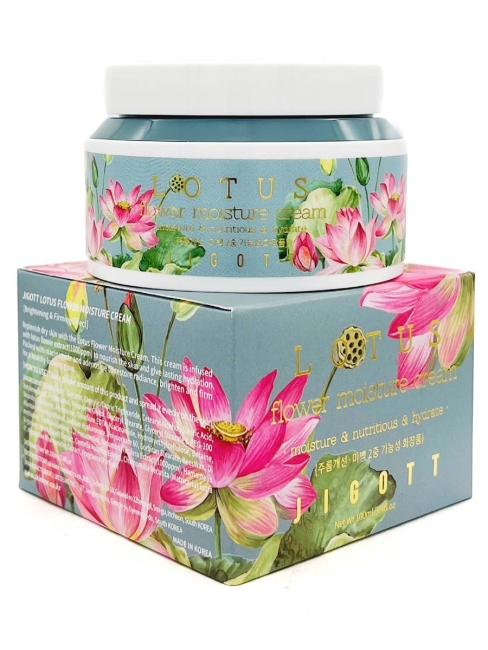 Jigott Крем для лица для увлажнения кожи с экстрактом Лотоса Lotus Flower Moisture Cream, 100 мл
