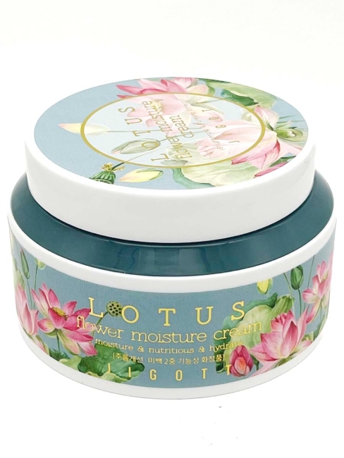 Jigott Крем для лица для увлажнения кожи с экстрактом Лотоса Lotus Flower Moisture Cream, 100 мл