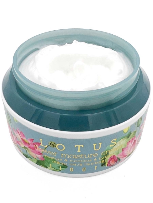 Jigott Крем для лица для увлажнения кожи с экстрактом Лотоса Lotus Flower Moisture Cream, 100 мл