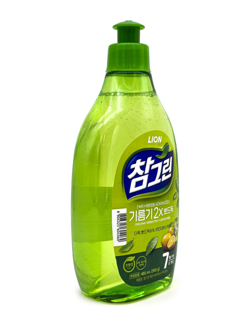 LION Средство для мытья посуды, овощей и фруктов Зеленый чай Chamgreen Green Tea, 480 мл