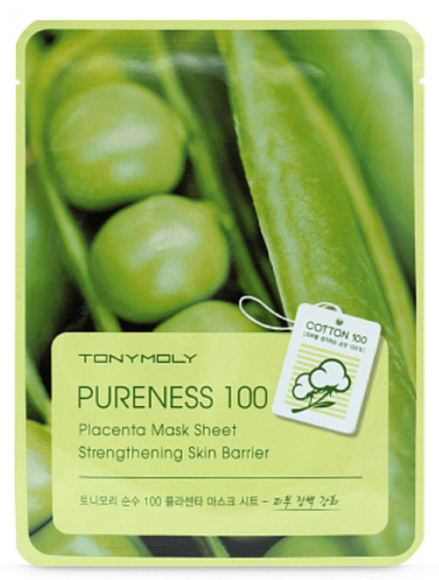 TONYMOLY Pureness 100 Placenta Mask Sheet Тканевая маска для лица с экстрактом бобов, 21 мл