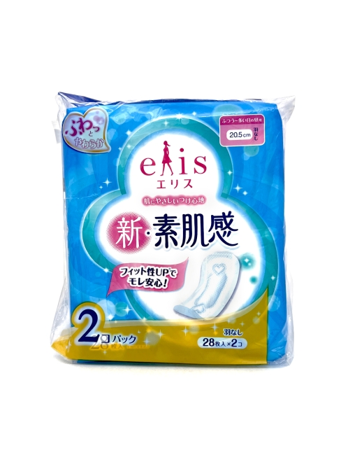 Elis Прокладки гигиенические классические с мягкой поверхностью без крылышек New Skin Feeling 20,5 см, 2 упаковки*28 шт