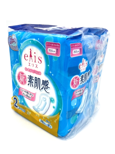 Elis Прокладки гигиенические классические с мягкой поверхностью без крылышек New Skin Feeling 20,5 см, 2 упаковки*28 шт