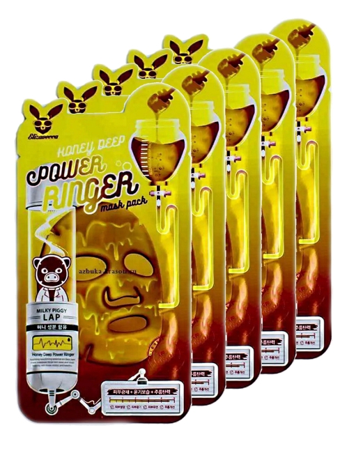 Elizavecca Комплект тканевых масок с медом Power Ringer Mask Pack Honey Deep, 5*23 мл