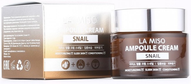 LA MISO Ampoule Cream Snail Ампульный крем с экстрактом слизи улитки, 50 г LA MISO Ampoule Cream Snail Ампульный крем с экстрактом слизи улитки, 50 г
