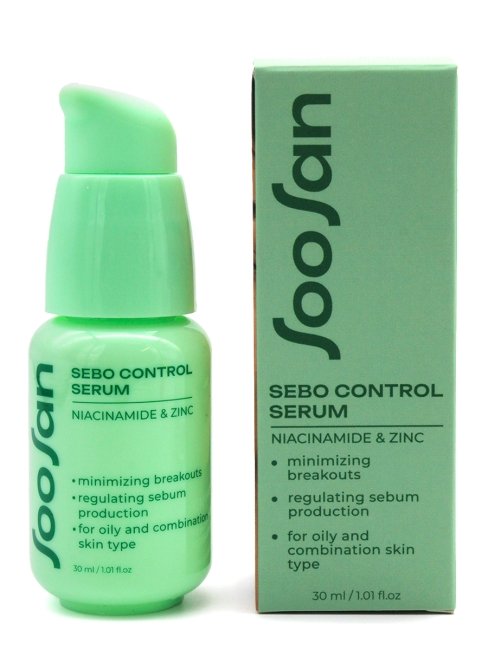 SOOSAN Сыворотка себорегулирующая с ниацинамидом и цинком против несовершенств кожи Sebo control Serum With Niacinamide & Zinc, 30 мл