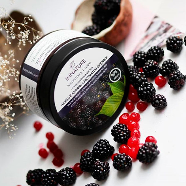 Innature Крем для тела на масле клюквы с экстрактом ежевики, 250 мл
