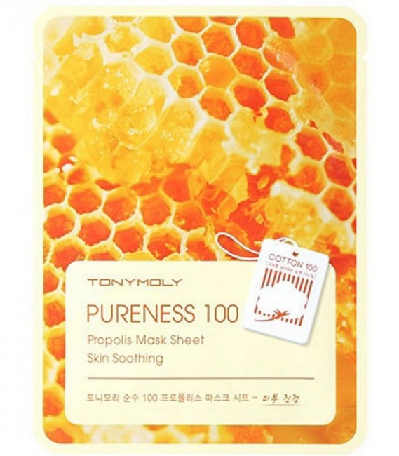 TONYMOLY Pureness 100 Propolis Mask Sheet Skin Soothing Успокаивающая тканевая маска с прополисом, 21 мл