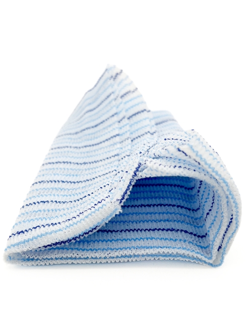Sungbo Cleamy Мочалка для тела с плетением «Волна» полосатая мягкая Голубая Fresh Shower Towel 28х100 см, 1 шт