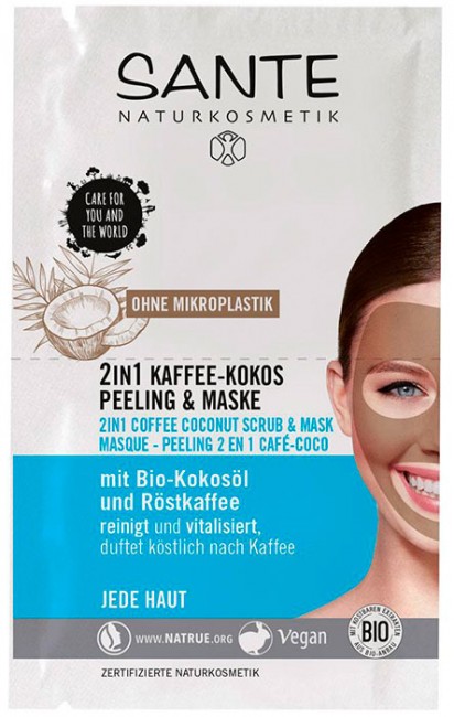 Sante Cкраб-маска для лица 2 в 1 Кофе и кокос, 8 мл