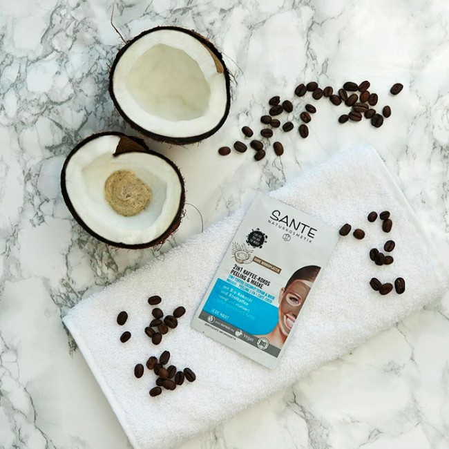 Sante Cкраб-маска для лица 2 в 1 Кофе и кокос, 8 мл