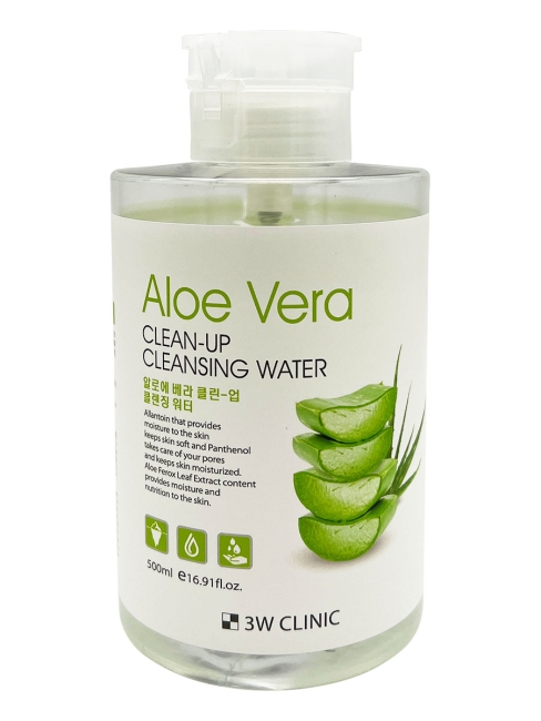 3W Clinic Очищающая вода для снятия макияжа с Алоэ Вера Aloe Clean-Up Cleansing Water, 500 мл 3W Clinic Очищающая вода для снятия макияжа с Алоэ Вера Aloe Clean-Up Cleansing Water, 500 мл