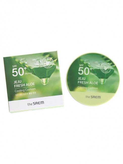 The Saem Кушон охлаждающий солнцезащитный Jeju Fresh Aloe Cooling Cushion Natural Baige SPF 50+PA+++,12 г