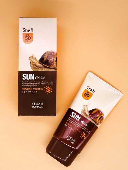 Ye Gam Top Plus Солнцезащитный крем для лица и тела с муцином улитки Snail Sun Block SPF 50 PA+++, 70 мл