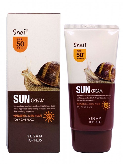 Ye Gam Top Plus Солнцезащитный крем для лица и тела с муцином улитки Snail Sun Block SPF 50 PA+++, 70 мл