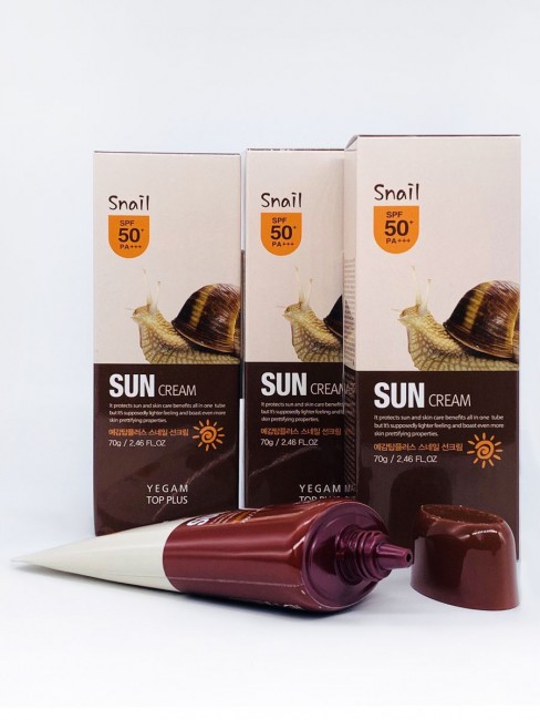 Ye Gam Top Plus Солнцезащитный крем для лица и тела с муцином улитки Snail Sun Block SPF 50 PA+++, 70 мл