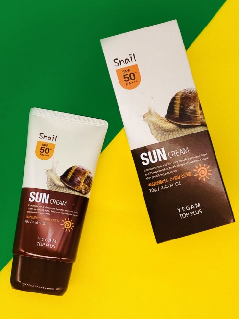 Ye Gam Top Plus Солнцезащитный крем для лица и тела с муцином улитки Snail Sun Block SPF 50 PA+++, 70 мл